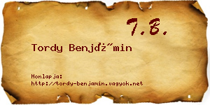 Tordy Benjámin névjegykártya