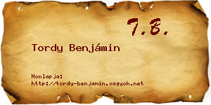 Tordy Benjámin névjegykártya